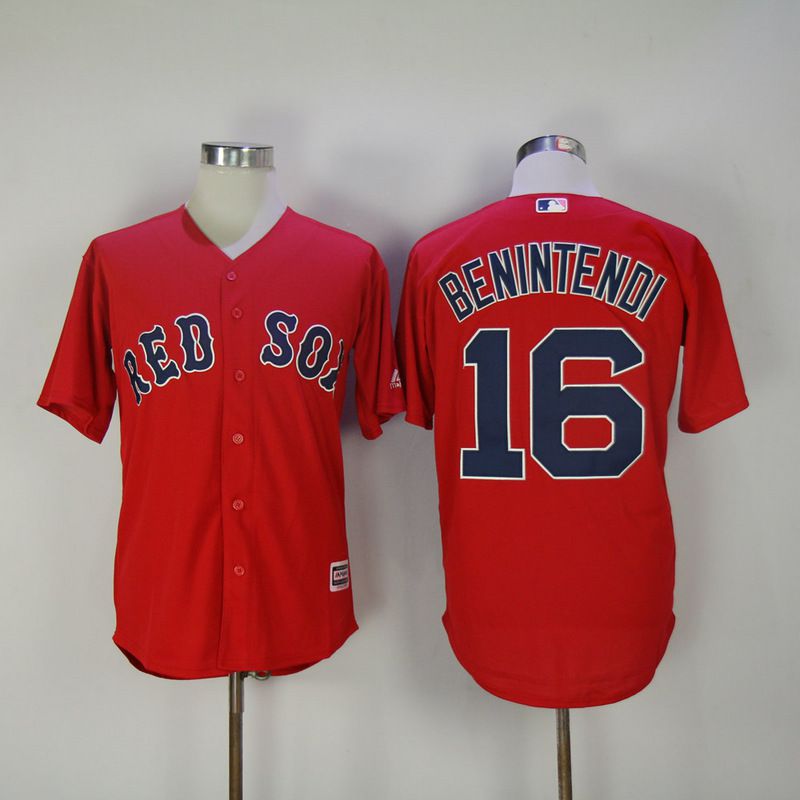 2017 Men MLB Boston Red Sox #16 Benintendi Red Game Jerseys